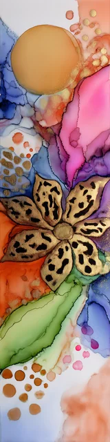 Free abstract flower art bookmark featuring mashed abstract flowers